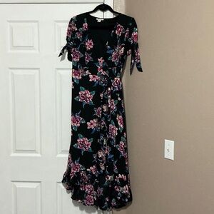 Miami Black Dress with Blue Floral Design